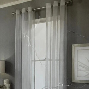 Anya Crushed Voile Sheer Grommet Curtain Crinkled Grey  84”H